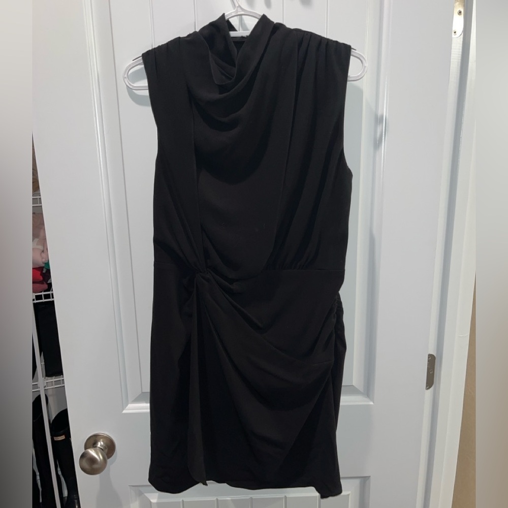 Haute Hippie Black Sheath Mock Neck Backless Mini Cocktail Dress Size L - Picture 7 of 12
